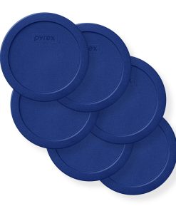 Pyrex® 4-cup Round Dark Blue Plastic Lids. 6-pack