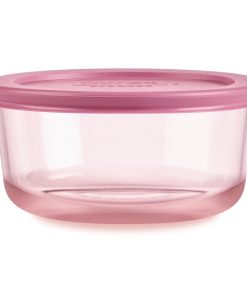 Pyrex® Simply Store® Tinted Glass 4-cup Round Storage Container with Lid. Pink