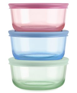 Pyrex® Simply Store® Tinted Glass 2-cup Round Storage Containers. 6-pc Set. Mixed Colors