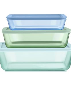 Pyrex® Simply Store® Tinted Glass Rectangle Storage Containers. 6-pc Set. Mixed Colors