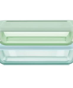 Pyrex® Simply Store® Tinted Glass 3-cup Rectangle Storage Containers. 4-pc Set. Mixed Colors