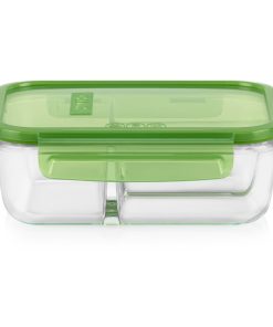 Pyrex® MealBox™ 4-cup Divided Glass Food Storage Container with Green Lid