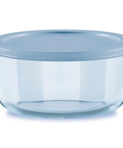 Pyrex® Simply Store® Tinted 4-cup Round Storage with Blue Plastic Lid
