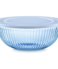 Pyrex® Colors Sculpted Tinted 4.5-quart Mixing Bowl with Lid. Blue