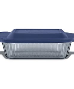 Pyrex® Colors Sculpted Tinted 8 Square Baking Dish with Plastic Lid. Smoke