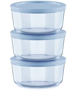 Pyrex® Simply Store® Tinted 6-piece Round Storage Value Pack with Blue Plastic Lids
