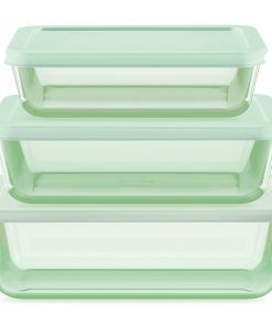 Pyrex® Simply Store® Tinted 6-piece Rectangle Storage Set with Plastic Lids. Green