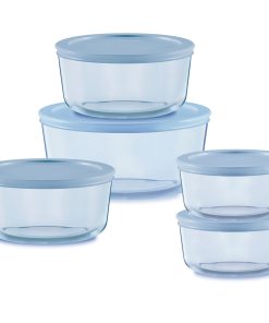Pyrex® Simply Store® Tinted 10-piece Round Storage Set with Blue Plastic Lids
