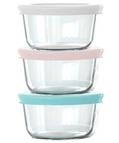 Pyrex® Simply Store® 6-piece 1-cup Round Glass Storage Set with Assorted Color Lids