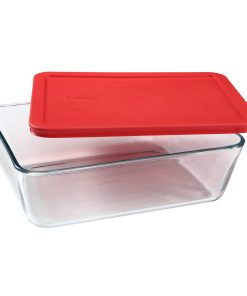 Pyrex® Simply Store® 11-cup Rectangular Glass Food Storage Container with Red Lid