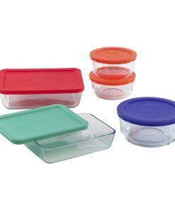 Pyrex® Simply Store® 10-piece Glass Food Storage Container Set with Assorted Colored Lids